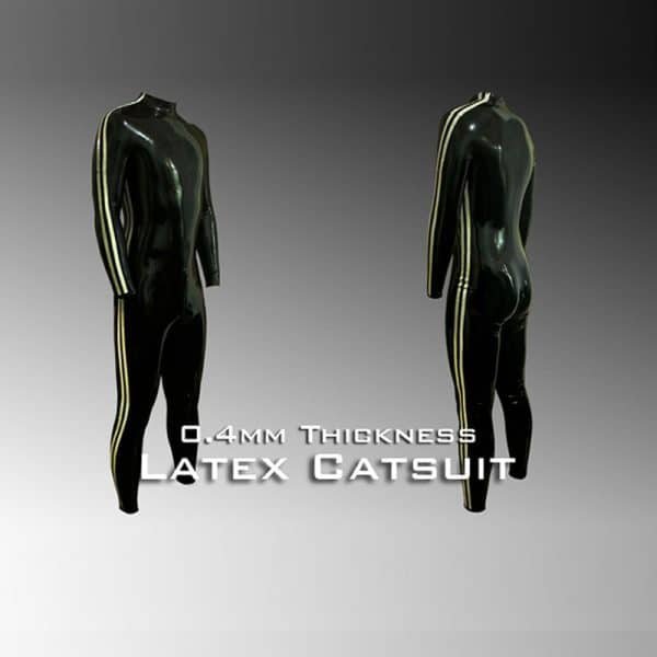 Natural Latex Men Bodysuit with Side Strips