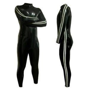 Natural Latex Men Bodysuit with Side Strips
