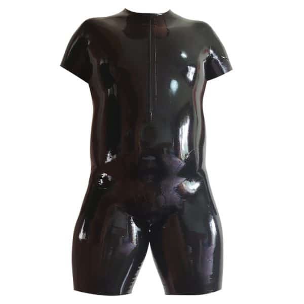 Short-Sleeve Black Latex Surfsuit