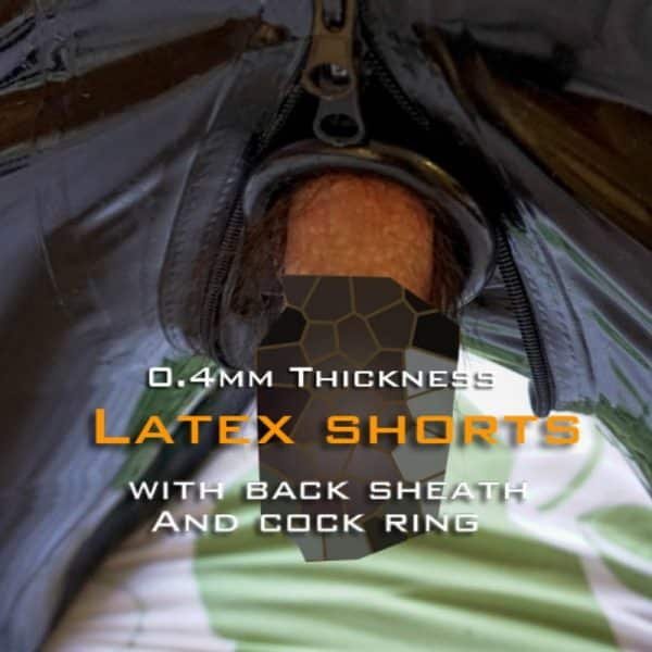 latex shorts with back sheath and cock ring