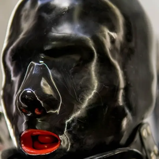 Latex Hood with Long Nose Tube and Mouth Gag (4)