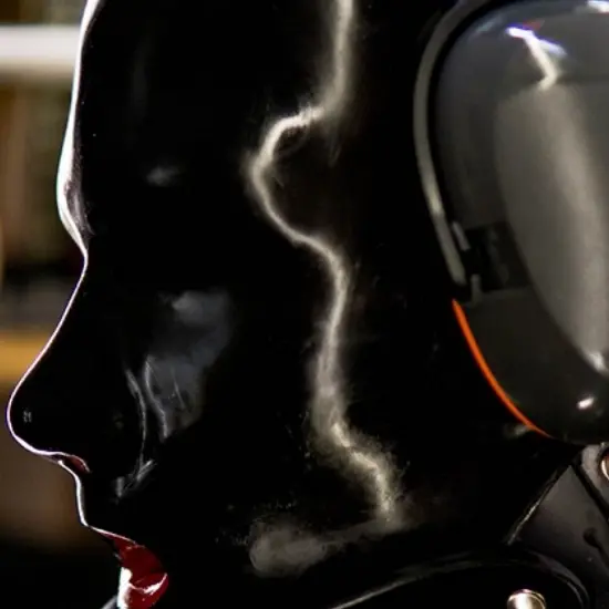 Latex Hood with Long Nose Tube and Mouth Gag (4)