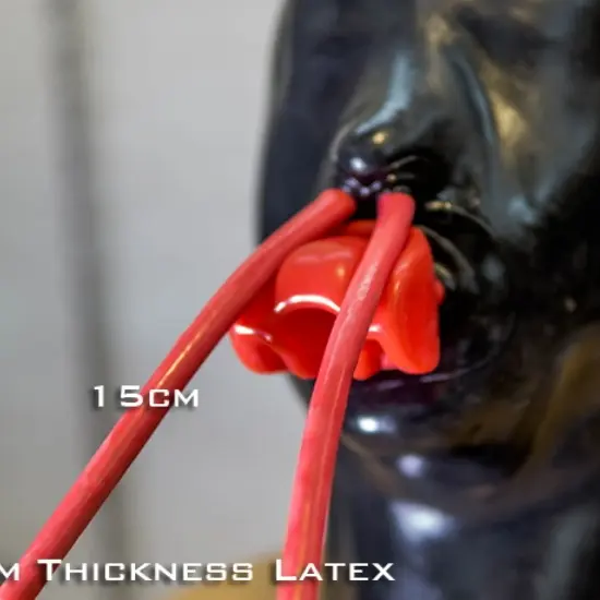 Latex Hood with Long Nose Tube and Mouth Gag (7)
