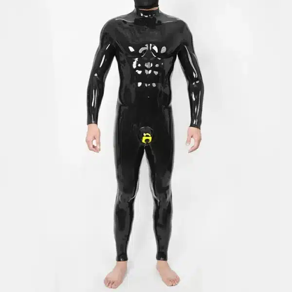 Silicone Lock Crotch Bulge Suit - Black Base