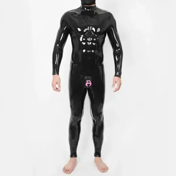 Silicone Lock Crotch Bulge Suit - Black Base