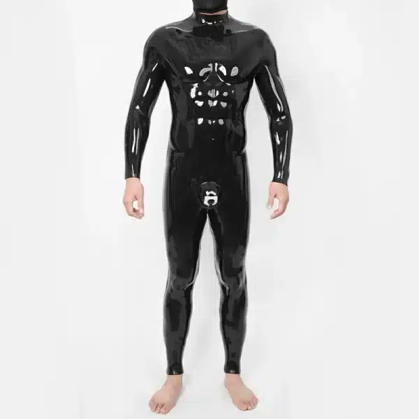 Silicone Lock Crotch Bulge Suit - Black Base