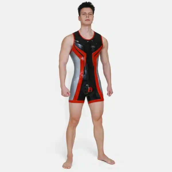 Silicone Short-Sleeved Open-Butt Bodysuit (1)