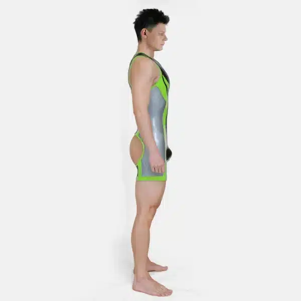 Silicone Short-Sleeved Open-Butt Bodysuit (10)