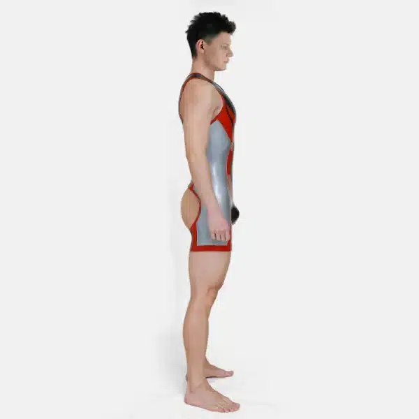 Silicone Short-Sleeved Open-Butt Bodysuit (2)