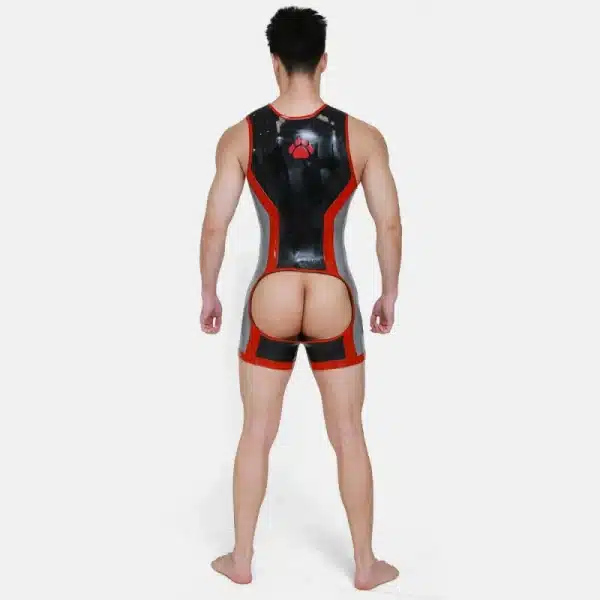 Silicone Short-Sleeved Open-Butt Bodysuit (3)