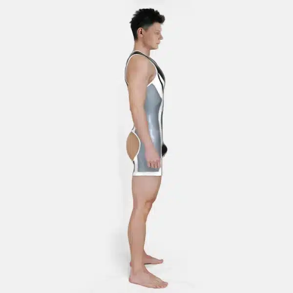 Silicone Short-Sleeved Open-Butt Bodysuit (4)