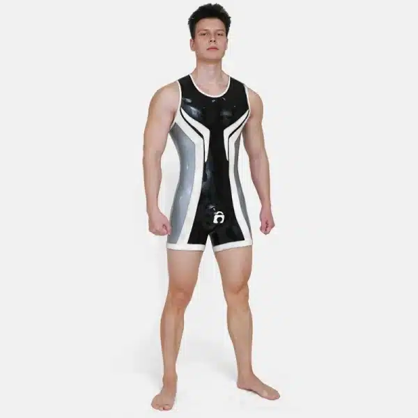 Silicone Short-Sleeved Open-Butt Bodysuit (9)