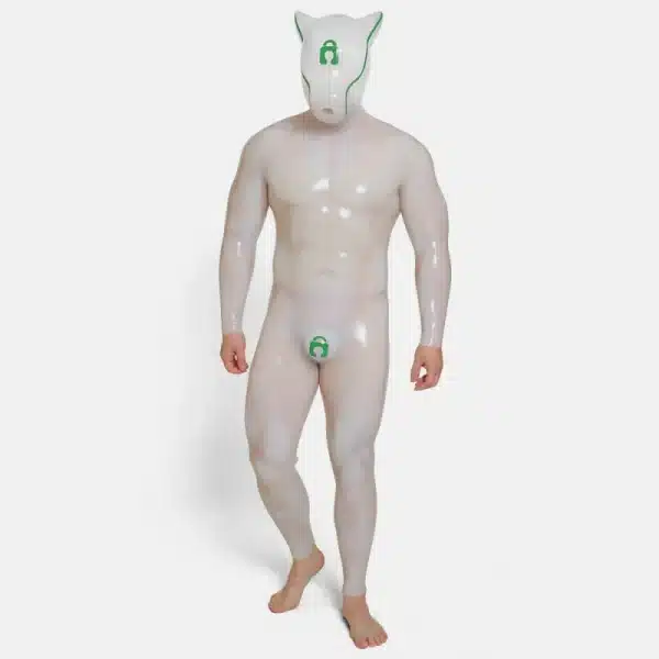 Transparent Silicone Lock Puppy Drone & Crotch Bulge Suit (3)