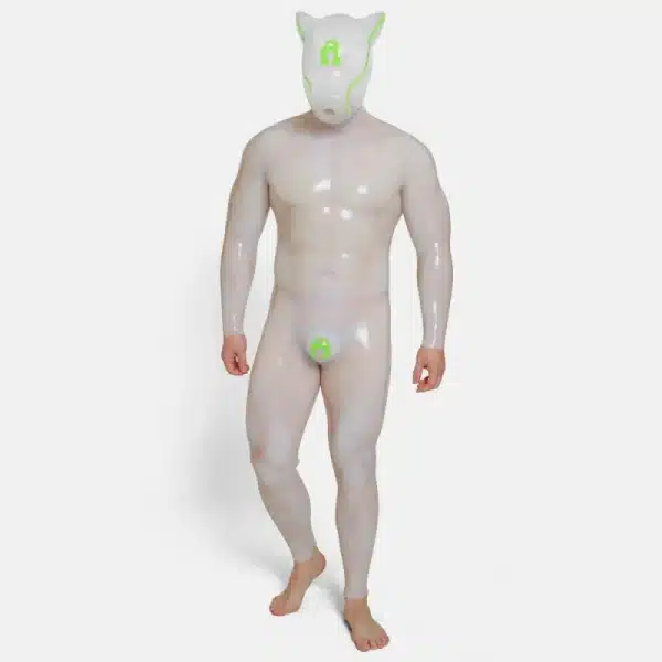 Transparent Silicone Lock Puppy Drone & Crotch Bulge Suit (4)