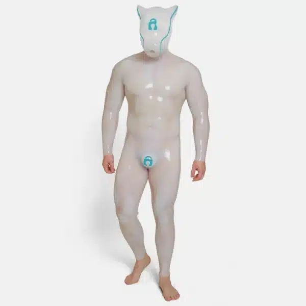 Transparent Silicone Lock Puppy Drone & Crotch Bulge Suit (6)